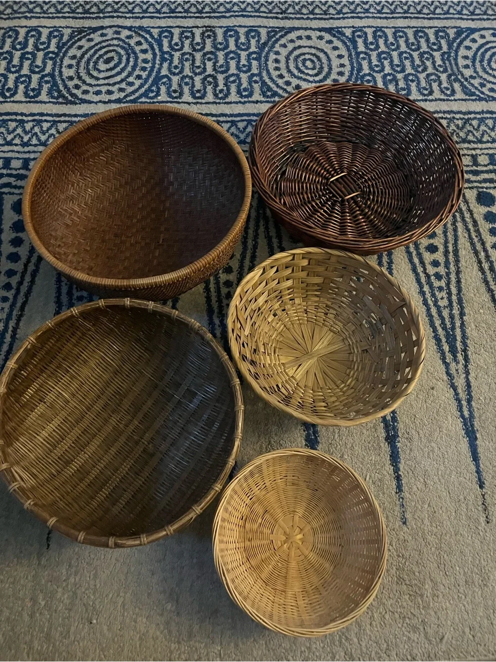 5pcs Set Natural Woven Decorative Basket Set - Brown